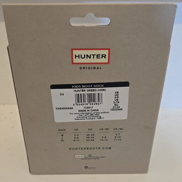 HUNTER Kids Winter Boot Socks - GREEN - Boot Socks XS Size US 5-7K NEW/IN BOX! - Picture 2 of 2